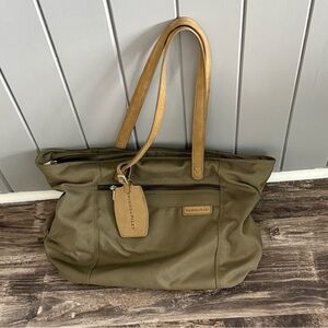 Briggs & Riley Khaki Tote with Tan Handles